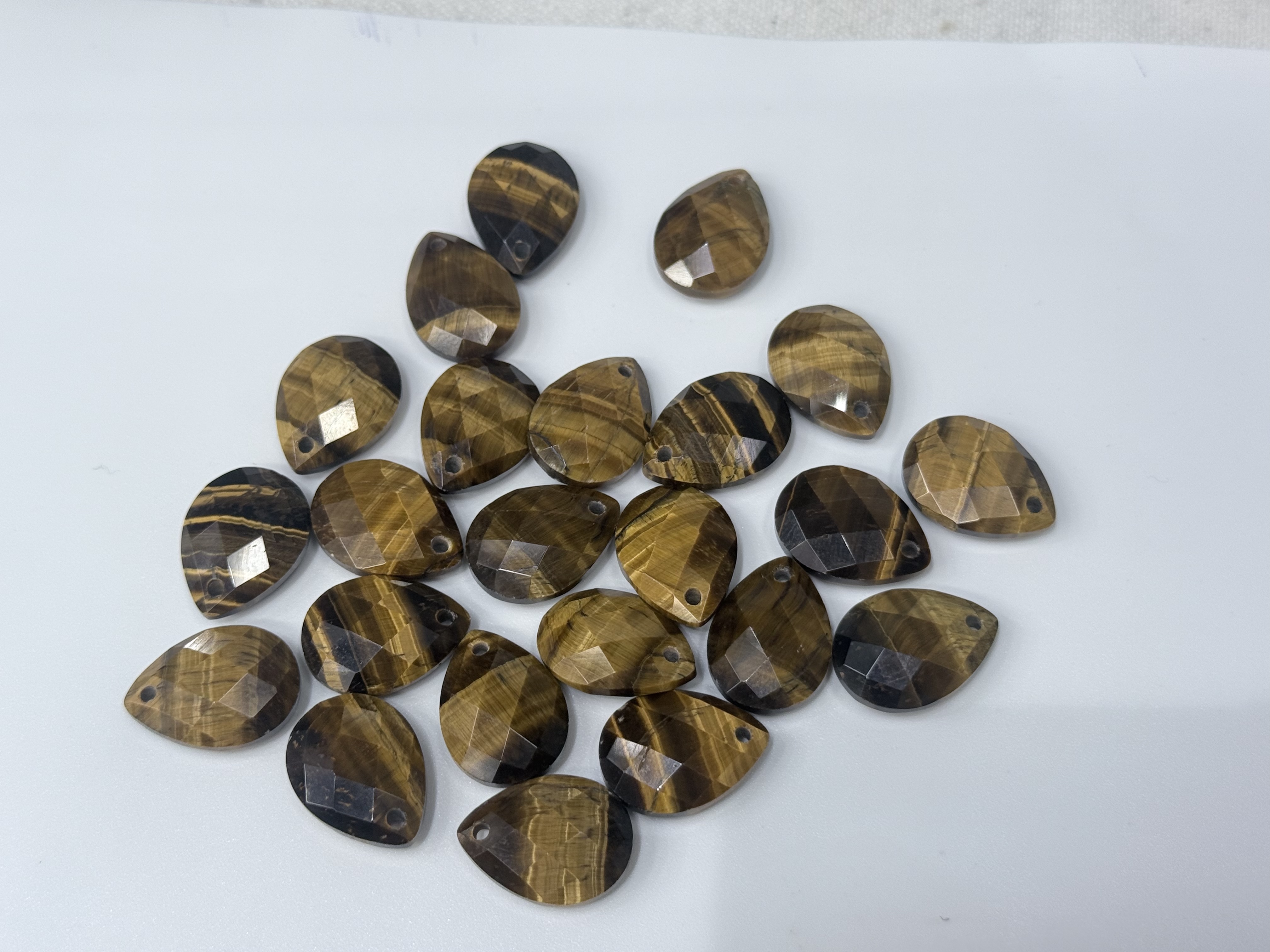 13x18 teardrop-cut natural tiger's eye stone pendant diy jewelry