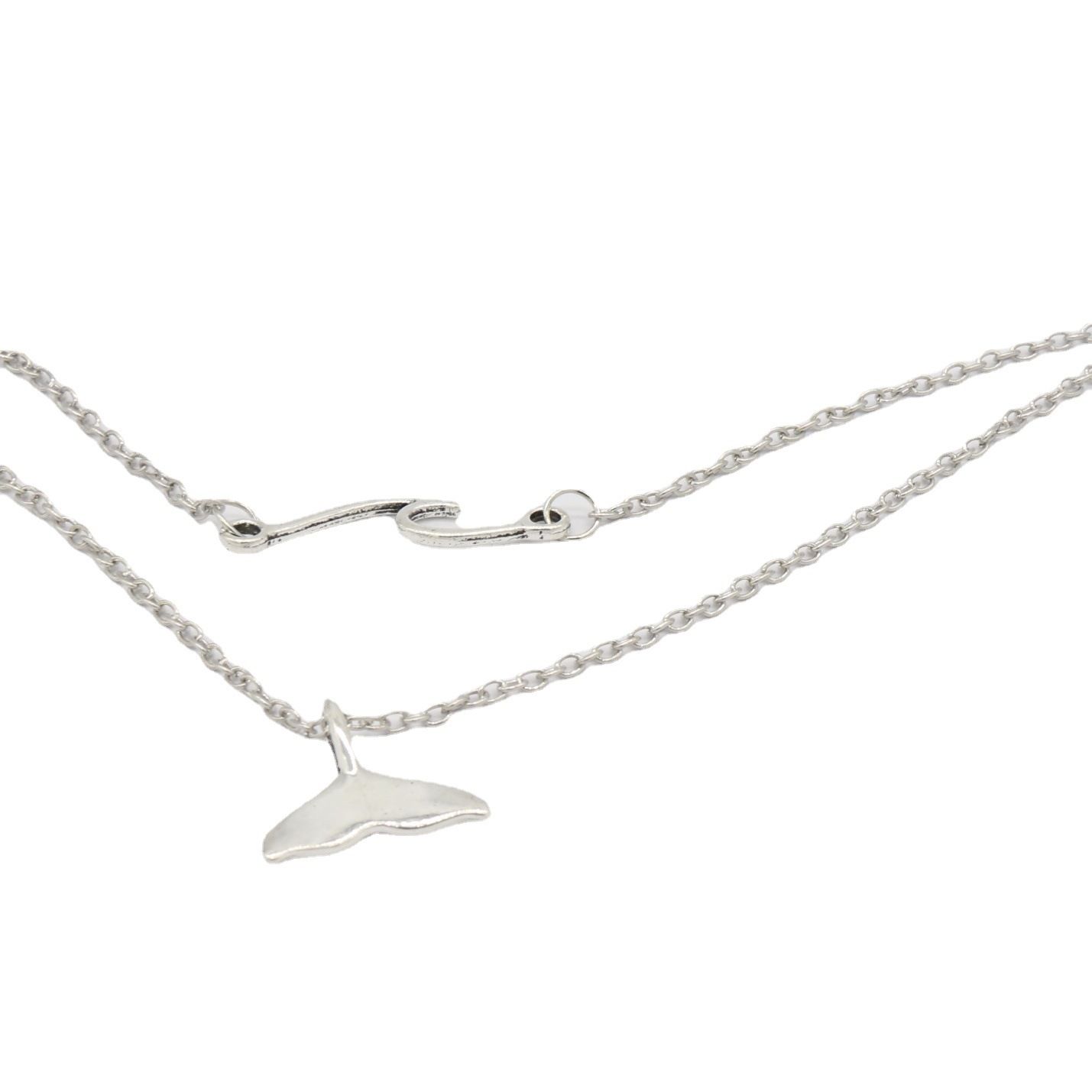 跨境欧美时尚流行 波西米亚海浪鱼尾度假风脚链 女士沙滩双层 脚链白底实物图