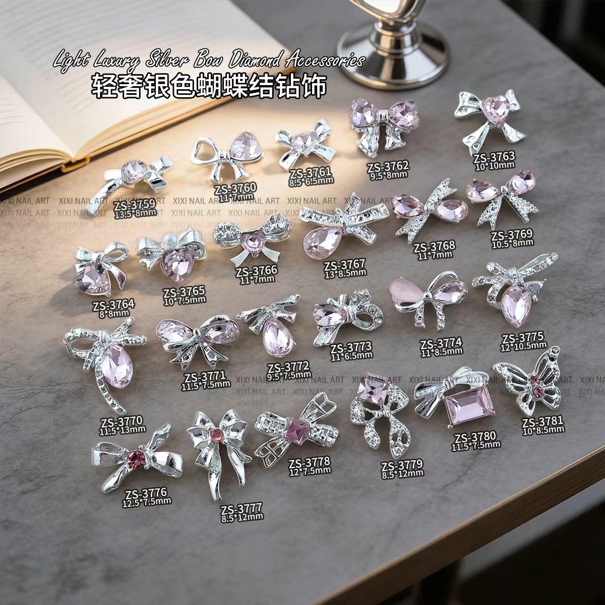 超闪高品质珍珠锆石成品美甲法式堆钻纯手工指甲装饰品厂家批发