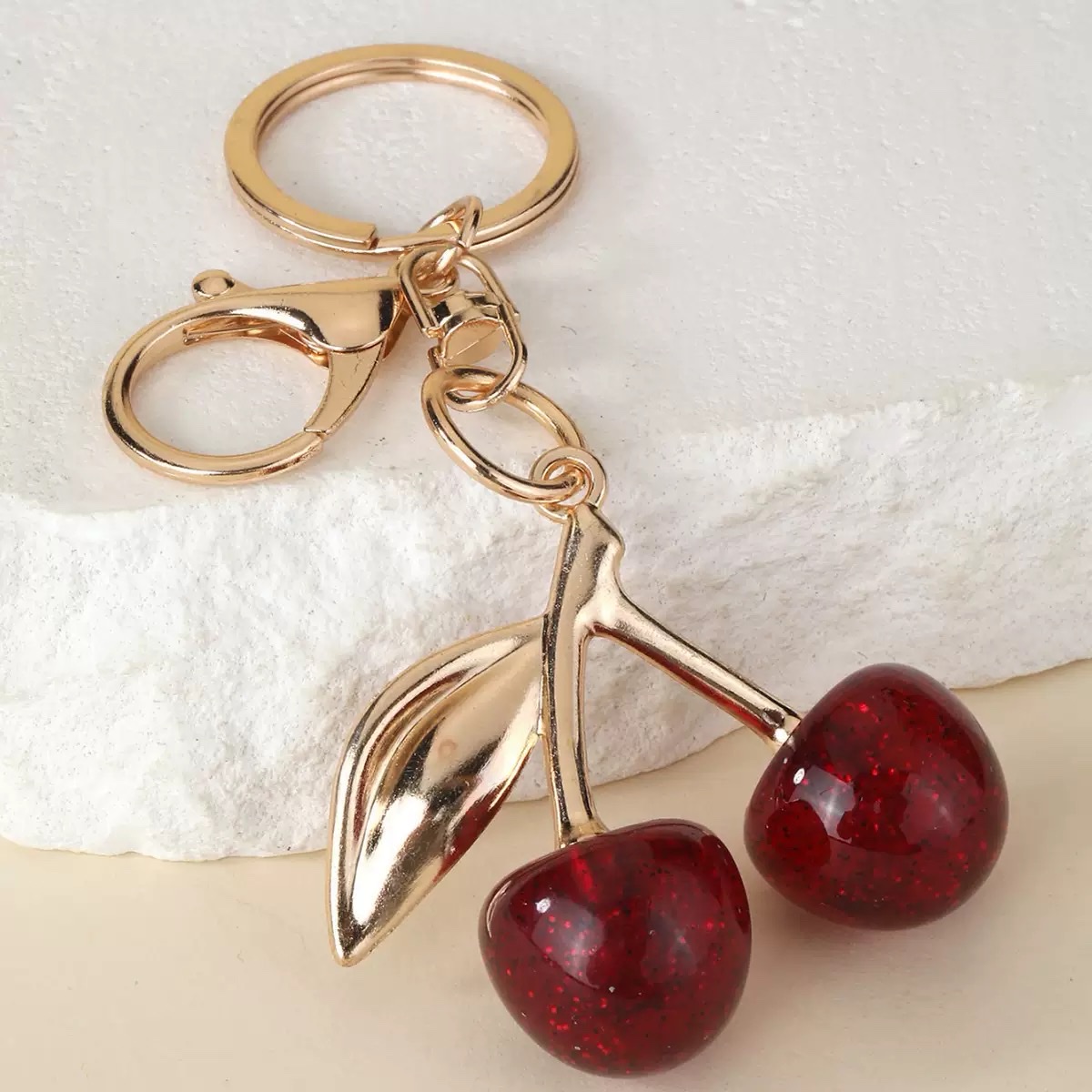 Cross-border bestseller cherry keychain diy accessory, multi-color cherry pendant, fashionable bag pendant Specification image