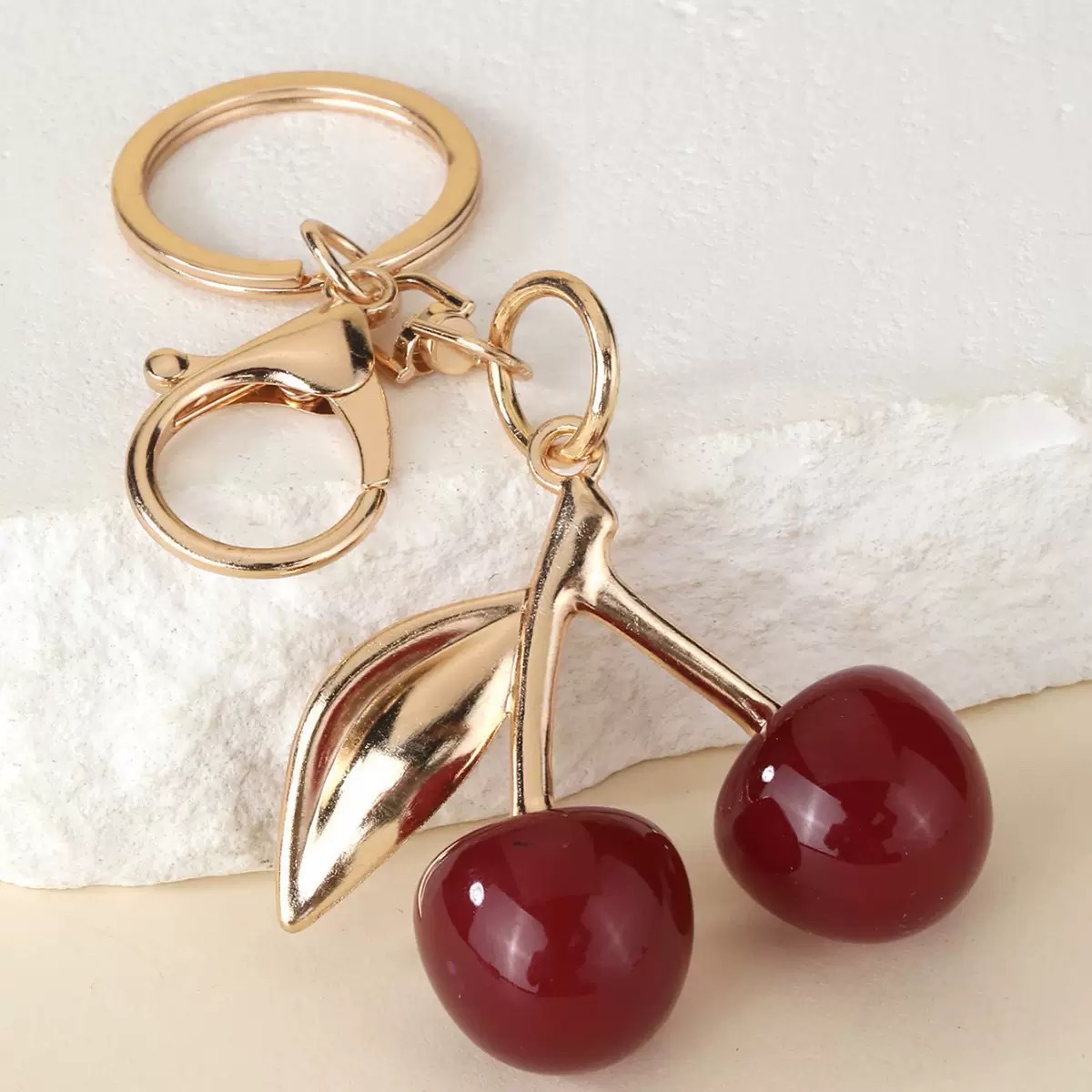 Cross-border bestseller cherry keychain diy accessory, multi-color cherry pendant, fashionable bag pendant details Picture