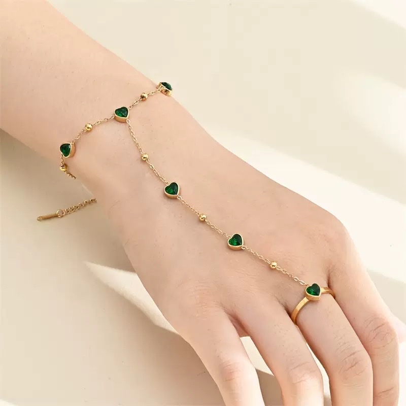 不锈钢手背戒子链钛钢手链戒指18 K金不掉色不过敏细节图