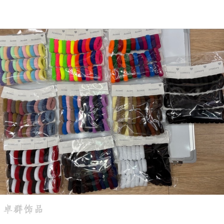 Three double-sided jacquard towel loops for ladies, high-elasticity hair bands and headbands, exclusively for export
