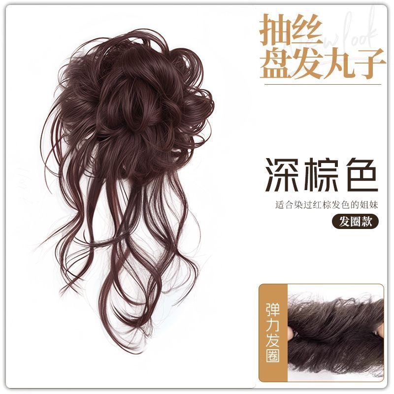 The drawstring bun hairstyle, false hair band, the same style as the female makeup artist, the coiled dragon beard bun with a natural and fluffy flower bud hairstyle detail image 9