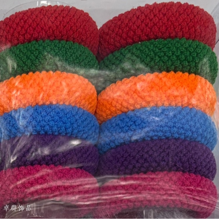 Double-sided jacquard high ponytail hair bands, 12 pieces for ladies' towel bands, hair ties for export wholesale 2026 new color and new style