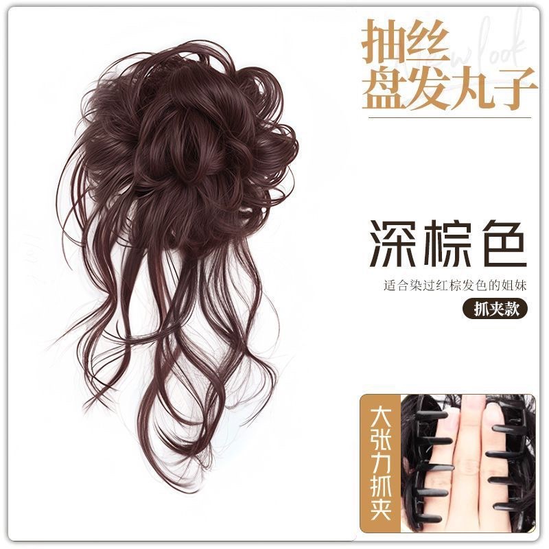 The drawstring bun hairstyle, false hair band, the same style as the female makeup artist, the coiled dragon beard bun with a natural and fluffy flower bud hairstyle detail image 3