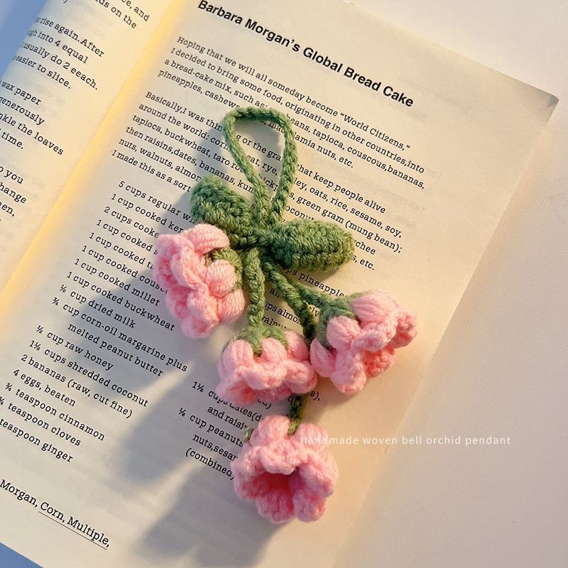 书包挂饰手工编织针织铃兰花女生背包小挂件车钥匙扣生日礼物白底实物图