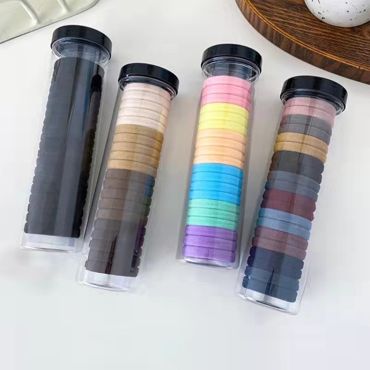 Korean version 20 canned seamless high-elasticity towel hair bands that won't damage hair, simple milk coffee color hair ties