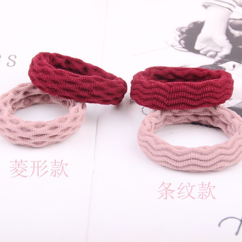 2026 Jacquard wavy pattern thickened high-elasticity basic hair band Korean version simple hair tie towel band hair tie women no seams, no damage to hair elastic band Specification image