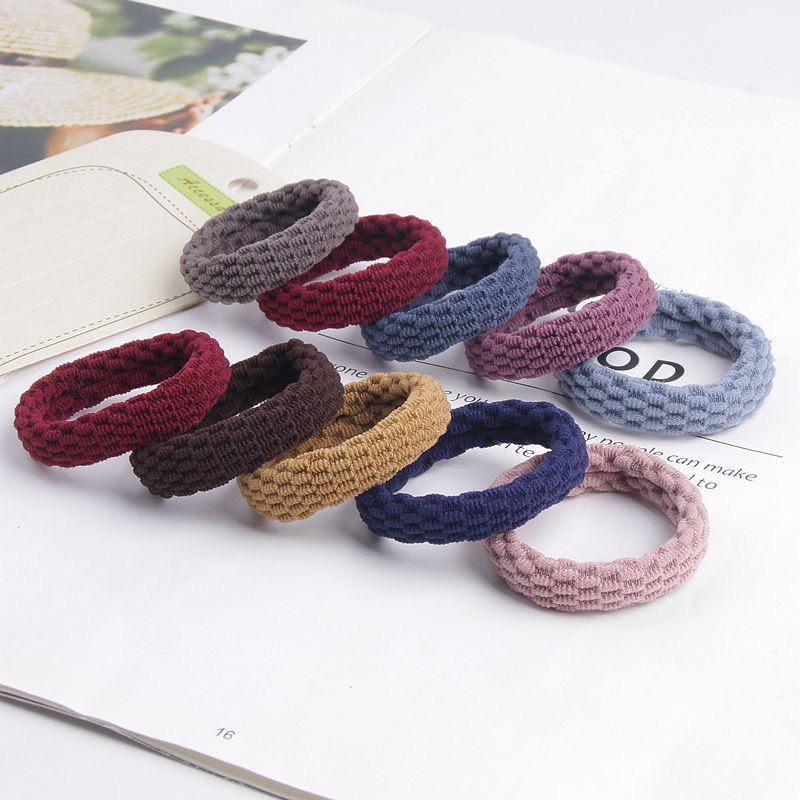 2026 Jacquard wavy pattern thickened high-elasticity basic hair band Korean version simple hair tie towel band hair tie women no seams, no damage to hair elastic band details Picture