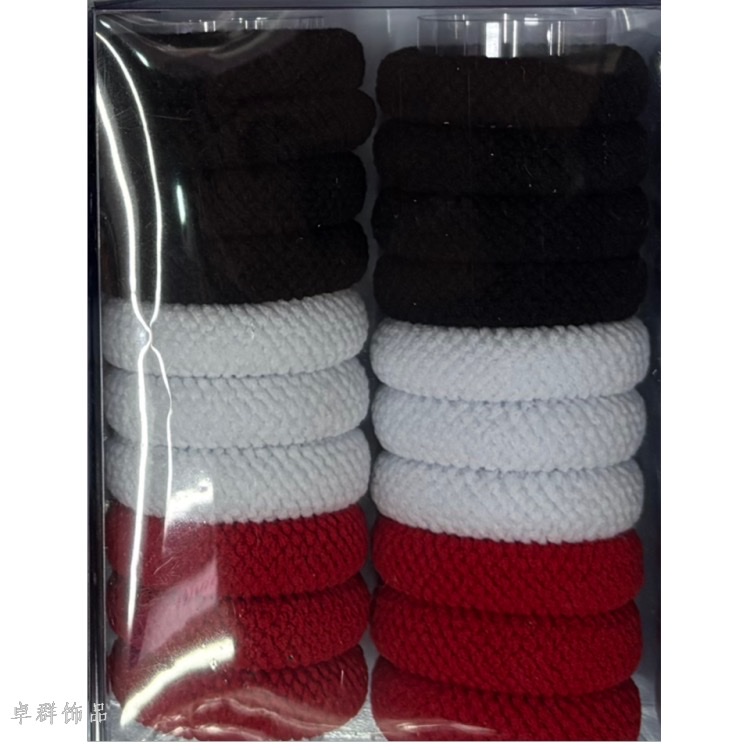 Double-sided jacquard high ponytail hair bands, 12 pieces for ladies' towel bands, hair ties for export wholesale 2026 new color and new style Item Picture