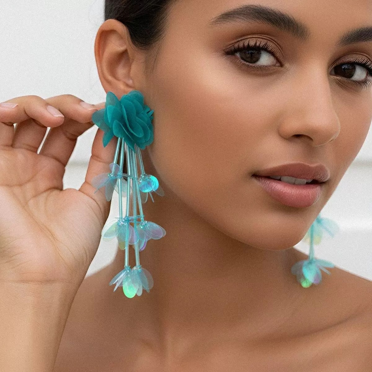 欧美亮片流苏花卉多层耳环小众时尚高级感多巴胺女士耳饰细节图