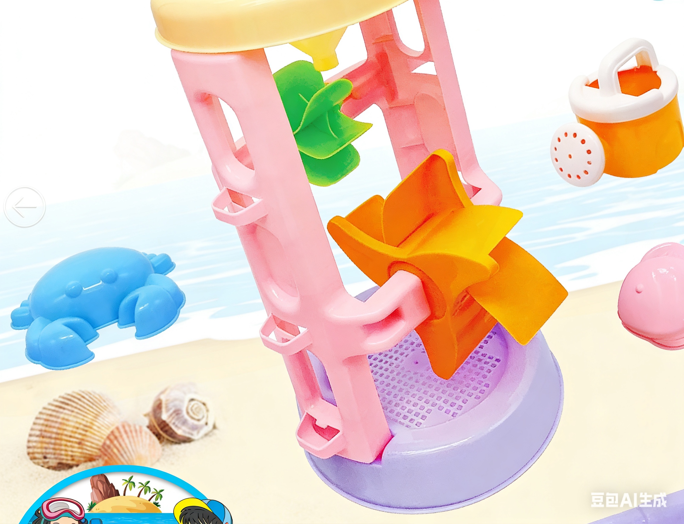 Children's beach toy car set, baby's indoor beach sand-digging and sand-playing tools, sandpit, hourglass, shovel, bucket Specification image