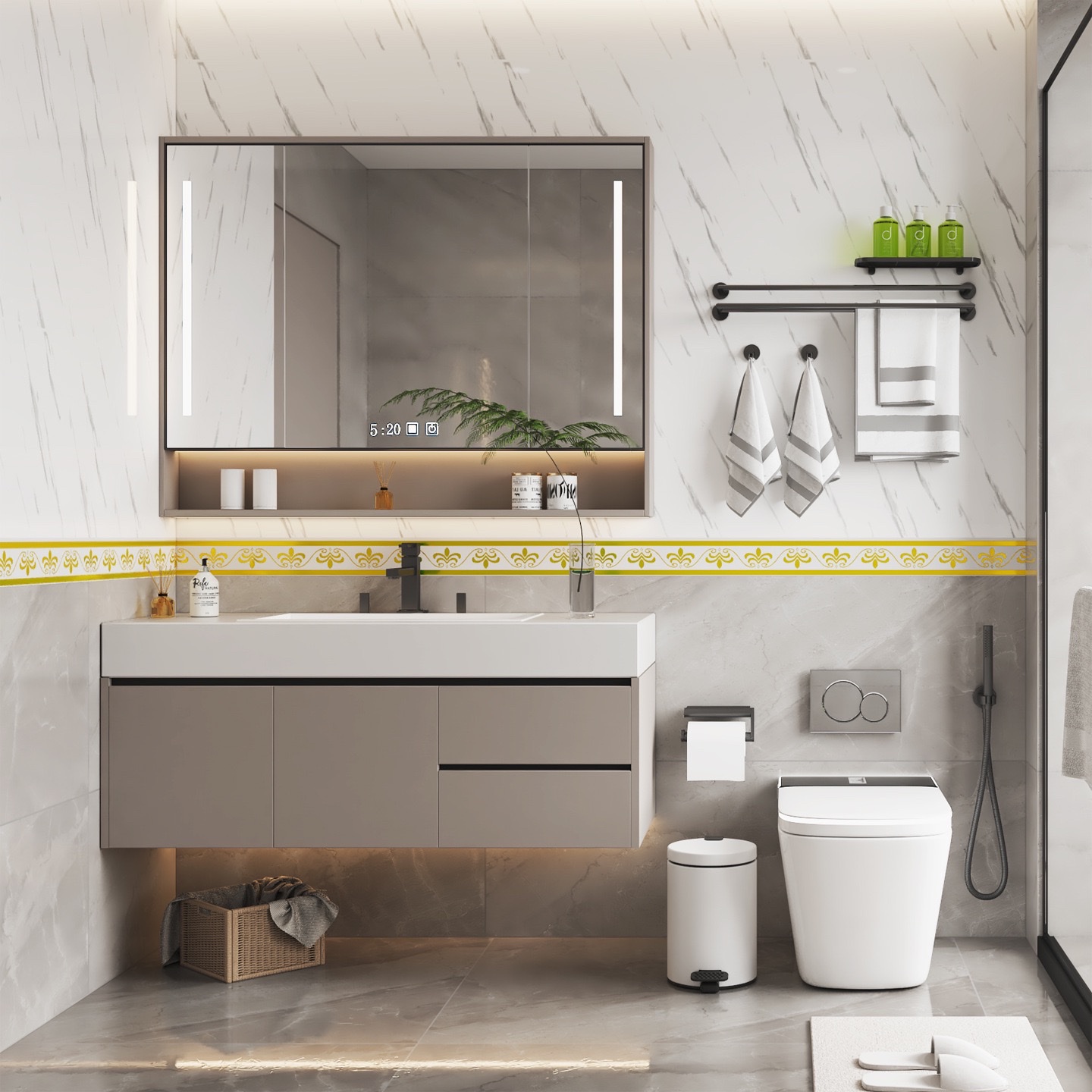 Cross-border skirting board, self-adhesive thickened skirting board, wall stickers, window sill waistline, imitation tile stickers, marble waterproof wall stickers details Picture