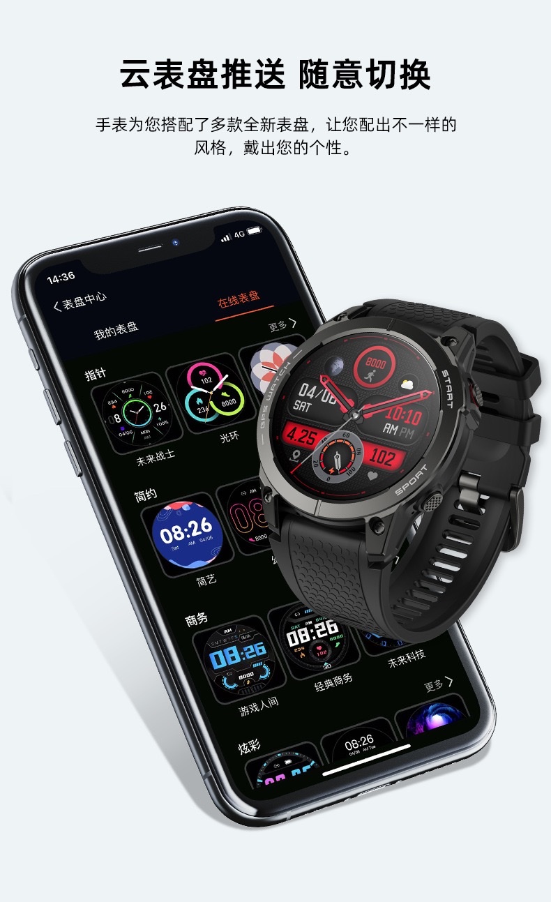 S53 watch: Heart rate, blood oxygen, health monitoring, GPS movement trajectory, Bluetooth call, waterproof round screen digital Application Scenario