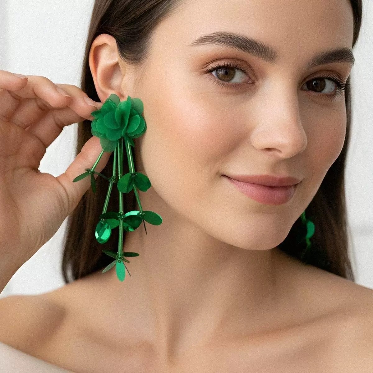 欧美亮片流苏花卉多层耳环小众时尚高级感多巴胺女士耳饰