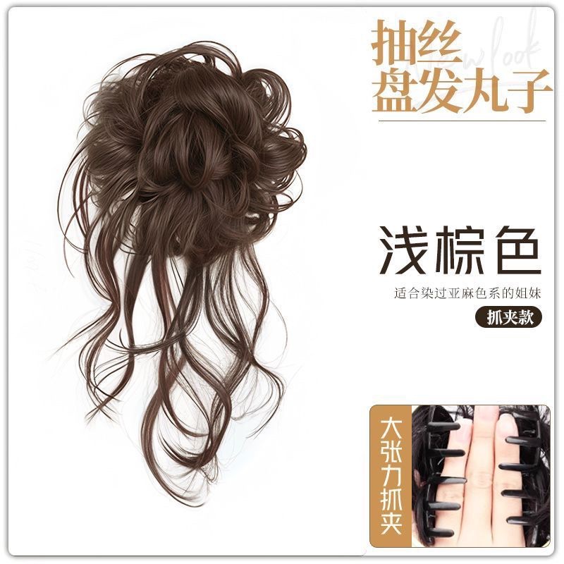 The drawstring bun hairstyle, false hair band, the same style as the female makeup artist, the coiled dragon beard bun with a natural and fluffy flower bud hairstyle detail image 4