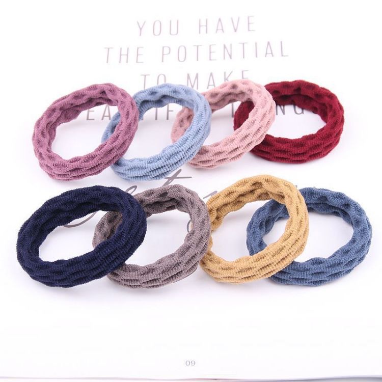 2026 Jacquard wavy pattern thickened high-elasticity basic hair band Korean version simple hair tie towel band hair tie women no seams, no damage to hair elastic band