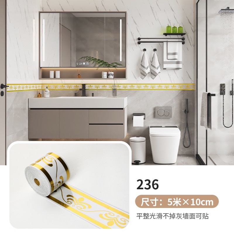 Cross-border skirting board, self-adhesive thickened skirting board, wall stickers, window sill waistline, imitation tile stickers, marble waterproof wall stickers detail image 11