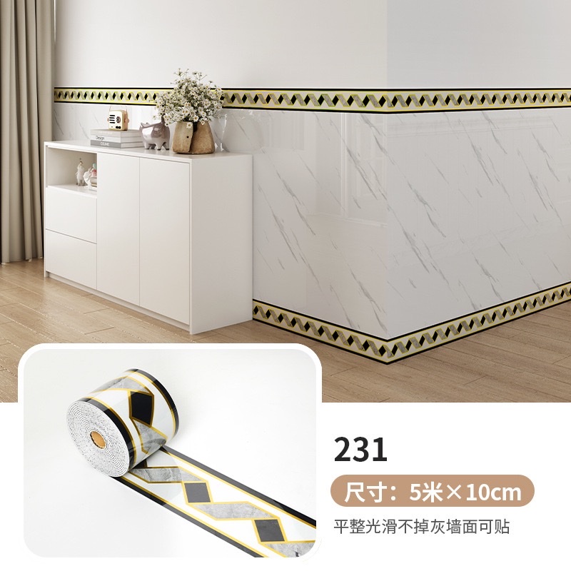 Cross-border skirting board, self-adhesive thickened skirting board, wall stickers, window sill waistline, imitation tile stickers, marble waterproof wall stickers detail image 6