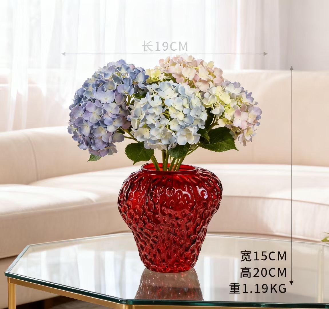 新款热门彩色玻璃花瓶，颜色特别漂亮，