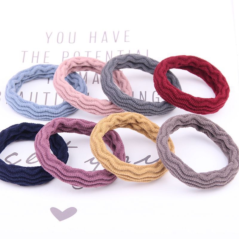 2026 Jacquard wavy pattern thickened high-elasticity basic hair band Korean version simple hair tie towel band hair tie women no seams, no damage to hair elastic band Item Picture