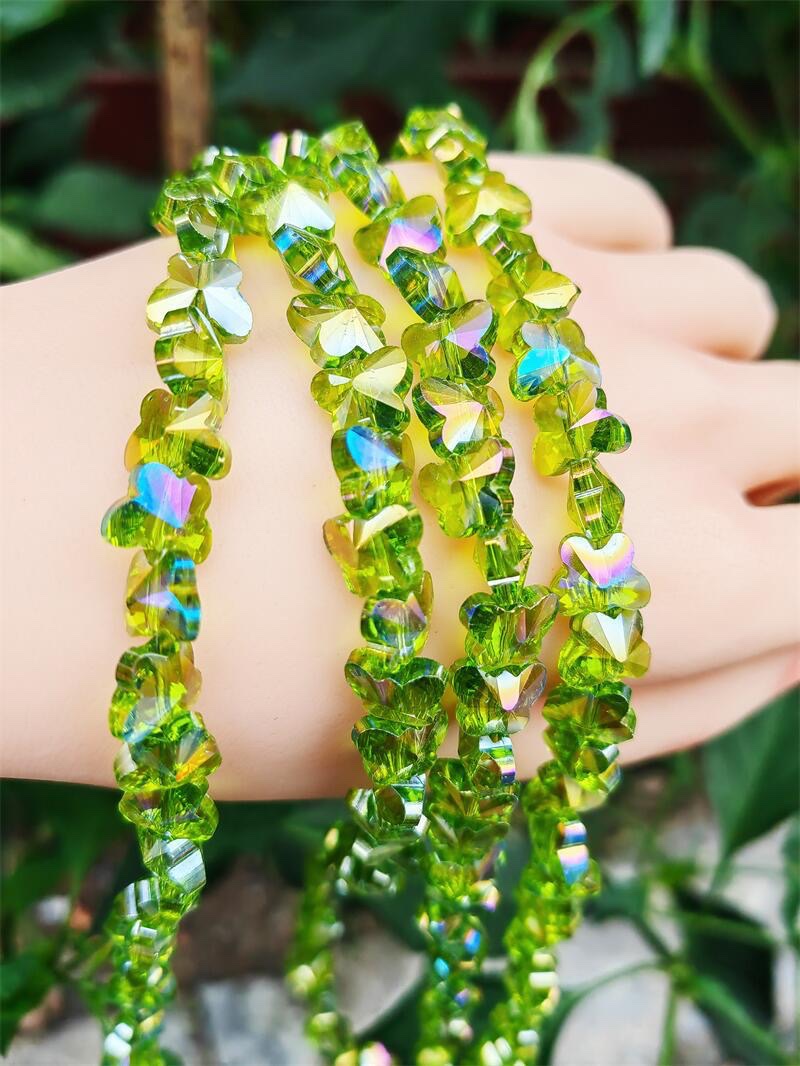 10mm crystal butterfly beaded electroplated AB color straight-hole glass beads diy bracelet, necklace and earrings material detail image 6