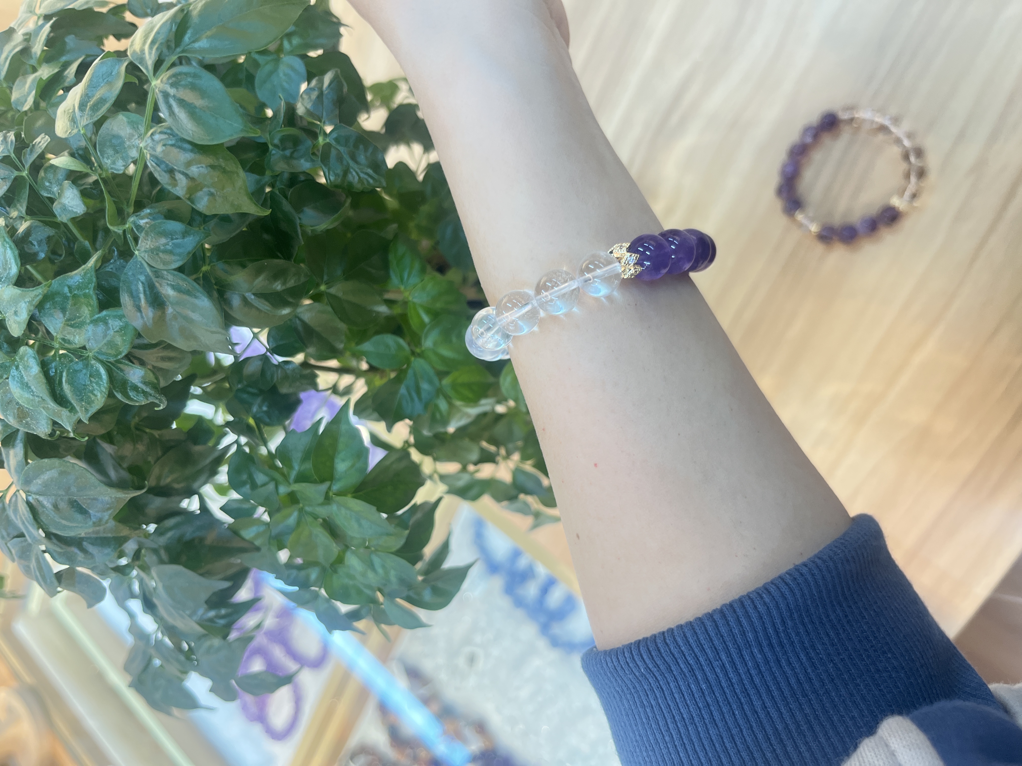 天然石水晶紫晶白水晶女生礼物礼品手串小众设计款定制批发详情图5