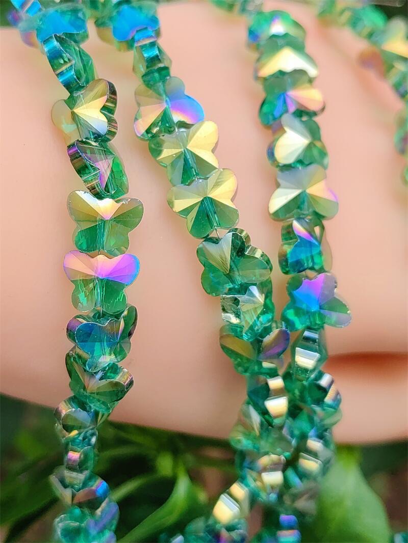 10mm crystal butterfly beaded electroplated AB color straight-hole glass beads diy bracelet, necklace and earrings material
