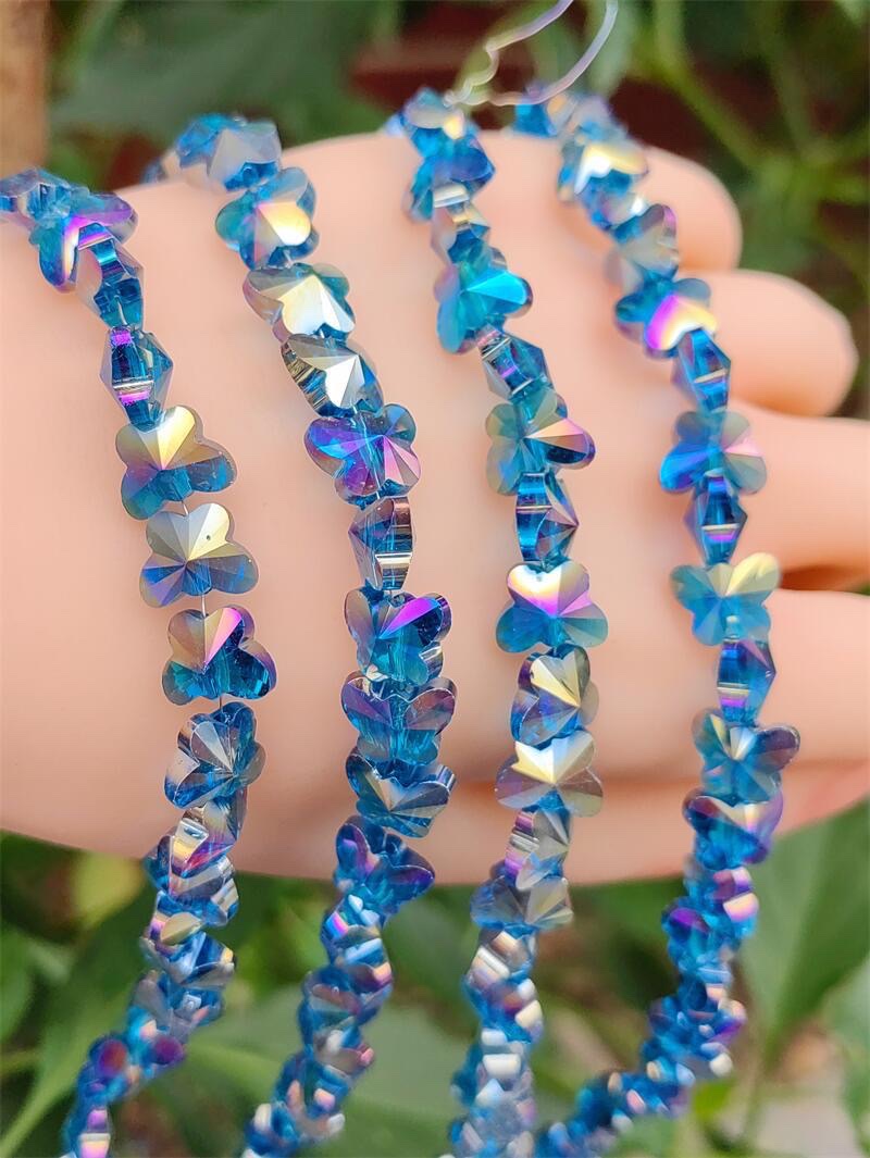 10mm crystal butterfly beaded electroplated AB color straight-hole glass beads diy bracelet, necklace and earrings material detail image 15