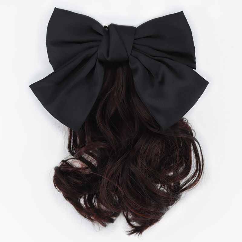 儿童假发蝴蝶结假发卷 后脑波浪卷发夹 假发马尾卷马尾儿童发饰