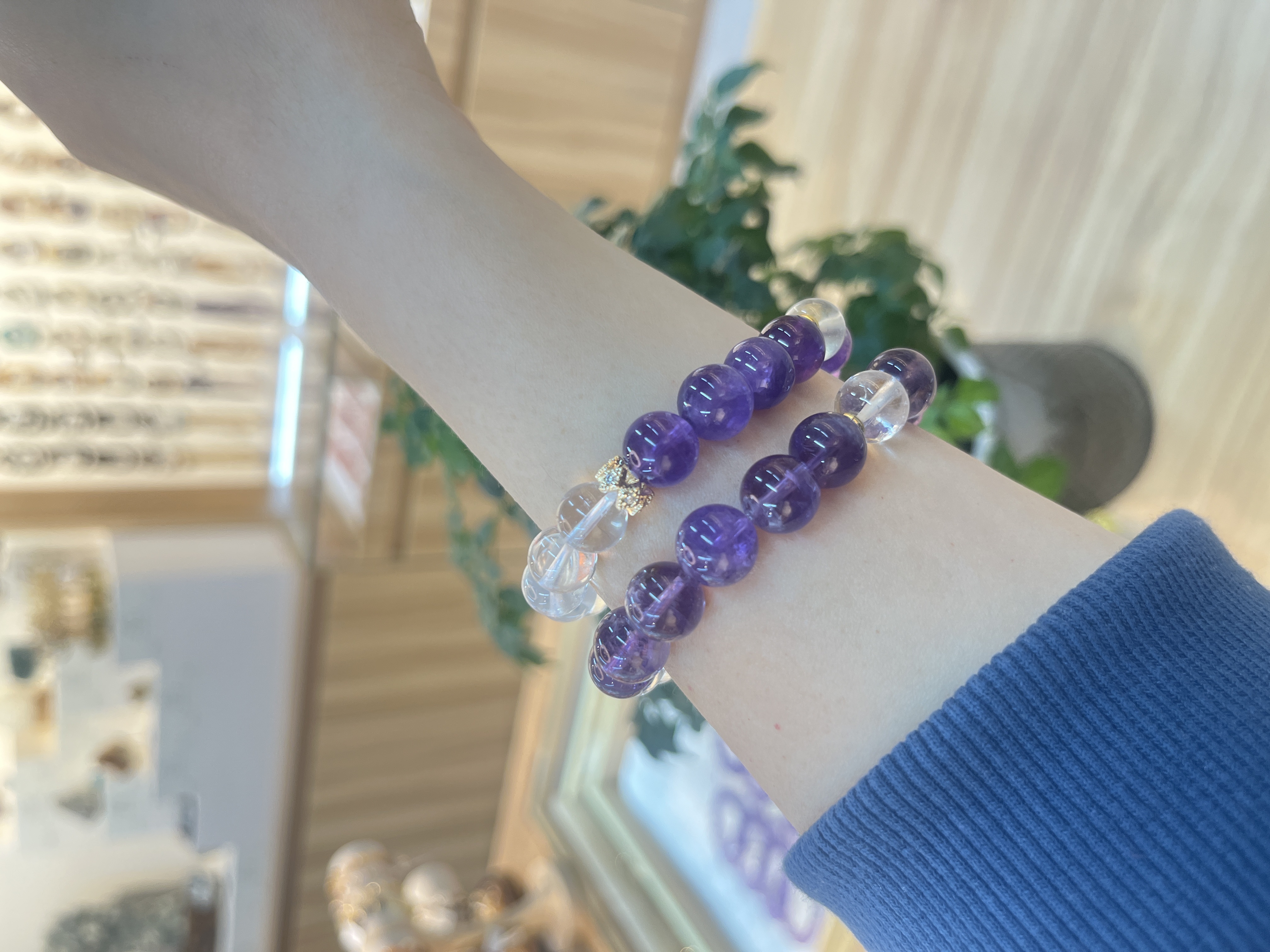 天然石水晶紫晶白水晶女生礼物礼品手串小众设计款定制批发详情图4