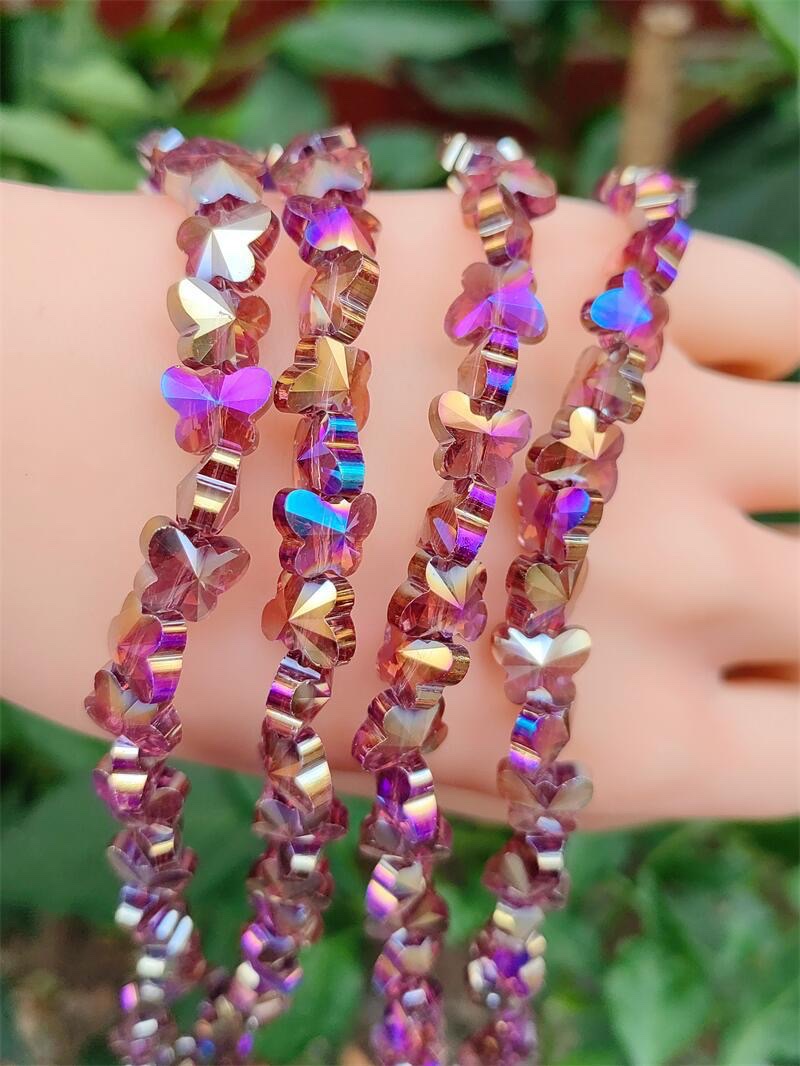 10mm crystal butterfly beaded electroplated AB color straight-hole glass beads diy bracelet, necklace and earrings material Item Picture