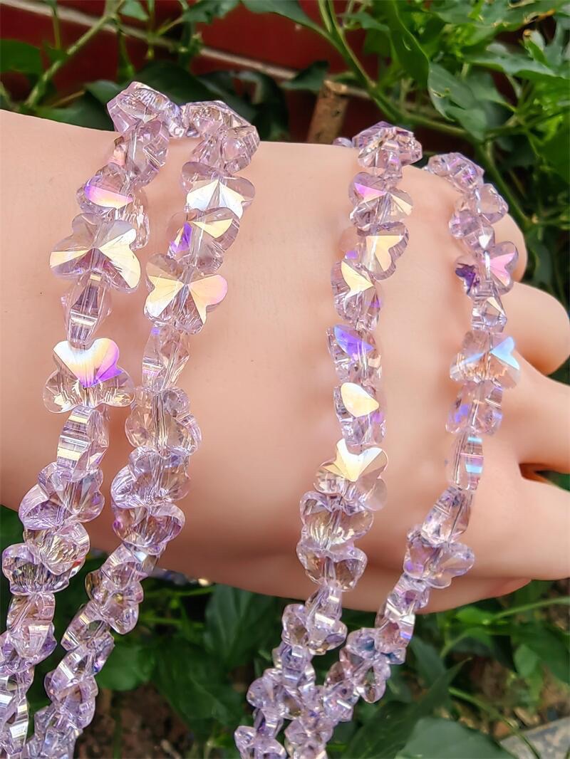 10mm crystal butterfly beaded electroplated AB color straight-hole glass beads diy bracelet, necklace and earrings material detail image 10