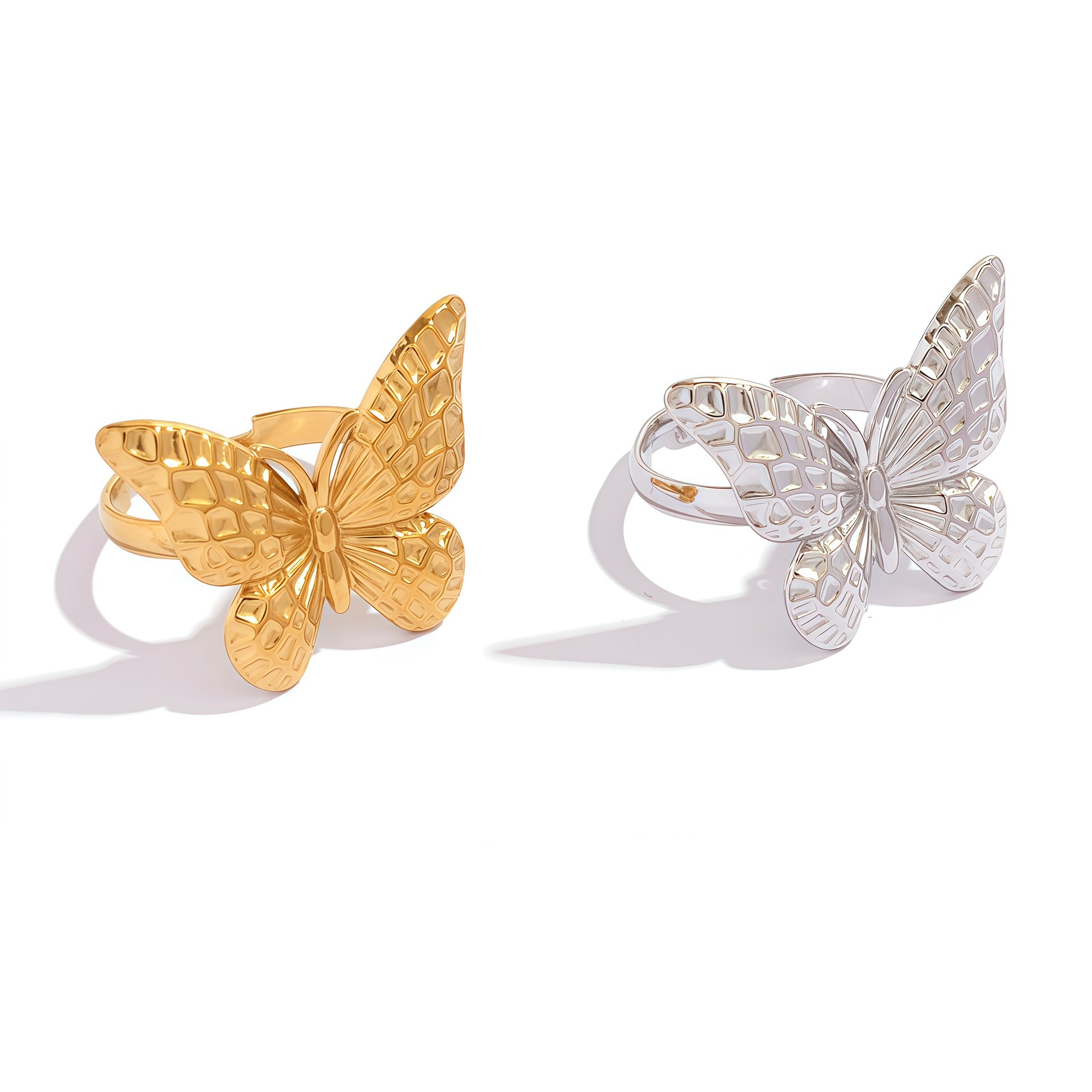 欧美跨境饰品不锈钢蝴蝶开口戒指简约时尚浪漫设计戒指详情图3