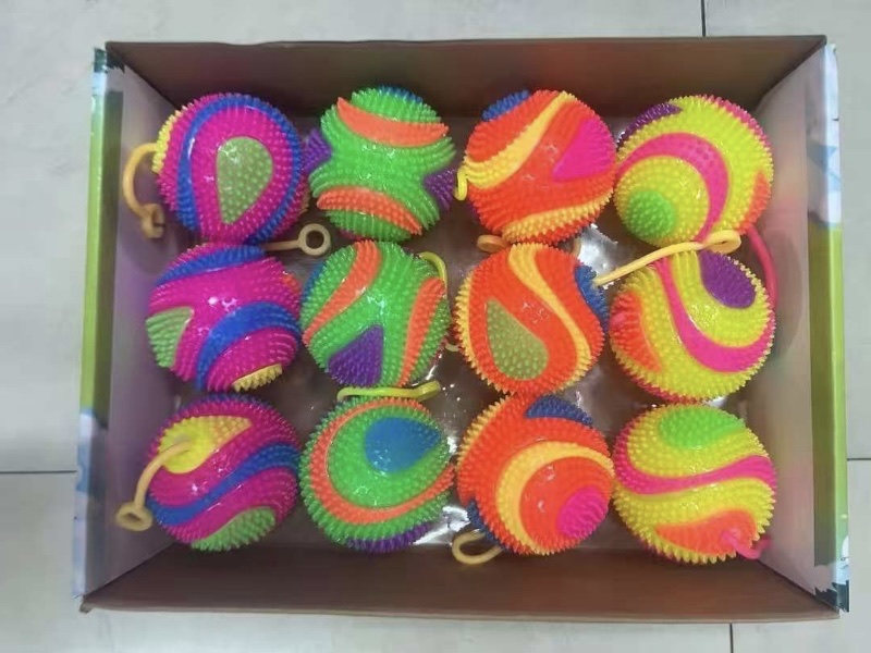 热卖闪光弹力球，按摩发光球带口哨水滴球 地摊热卖，跨境热卖产品