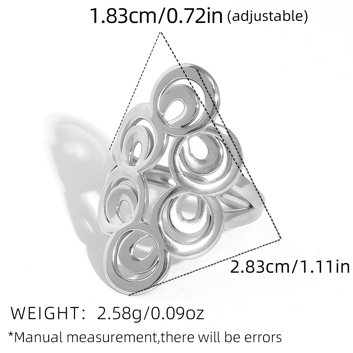 欧美跨境饰品不锈钢几何多圆开口戒指简约时尚个性设计感手饰批发 细节图