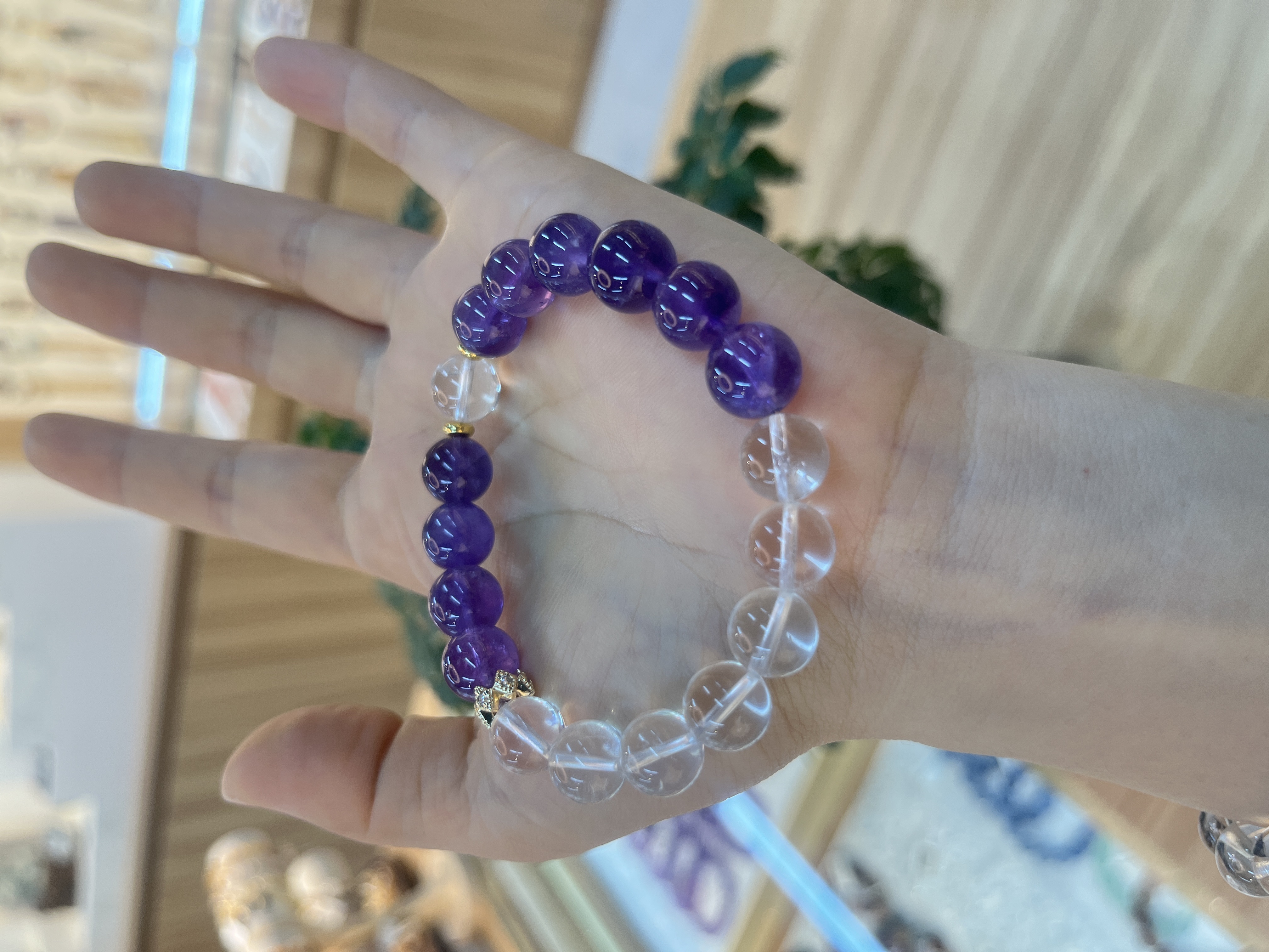 天然石水晶紫晶白水晶女生礼物礼品手串小众设计款定制批发