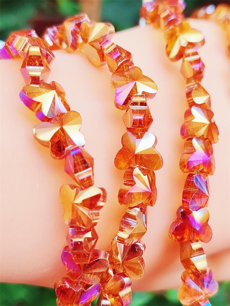 10mm crystal butterfly beaded electroplated AB color straight-hole glass beads diy bracelet, necklace and earrings material detail image 4