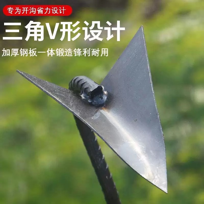 Hand-pulled plow, hoe, vegetable planting, furrow digging and ploughing wonder tool, thickened hoe, agricultural furrow digging tool, triangular hoe detail image 3
