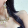The unique, niche, exquisite and high-end style of the color-blocking double-combination starry sky tassel necklace earrings and collarbone chain trend Application Scenario