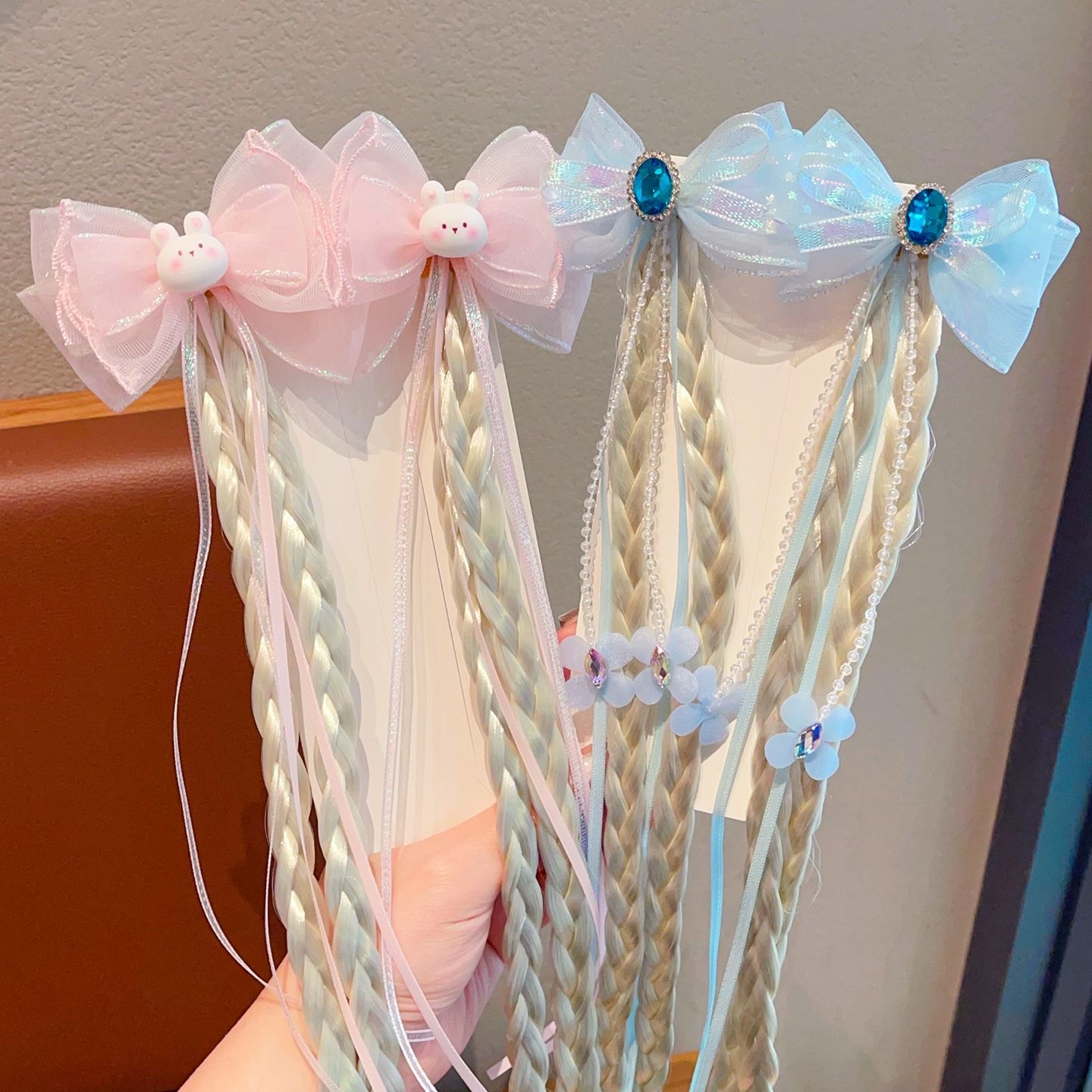 女孩假发辫子发夹2026新款宝宝公主风编发夹儿童蝴蝶结发饰