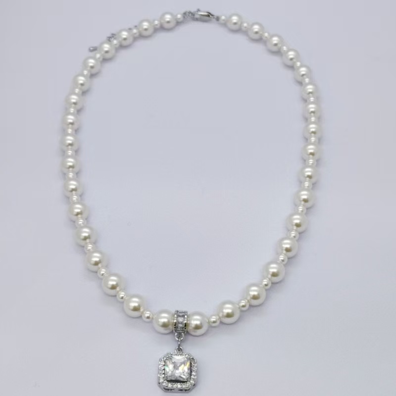 New Fang Fang Bubble Sugar Pearl necklace, silver-gray, light luxury and elegant pearl collarbone chain, high-precision and high-gloss pearl Specification image
