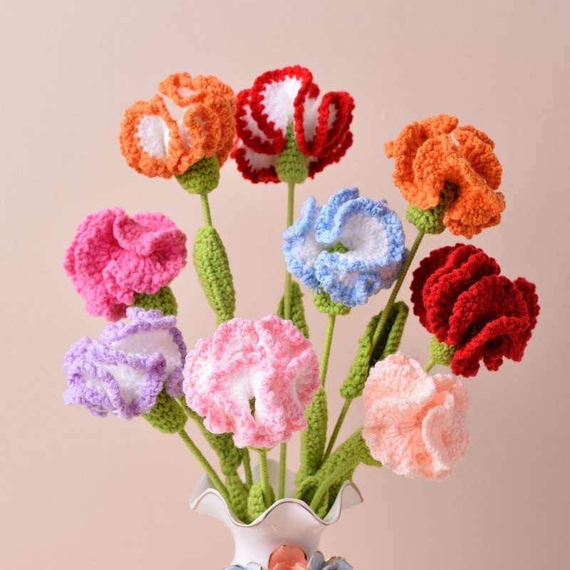 仿真花向日葵编织成品针织花针织玫瑰花成品