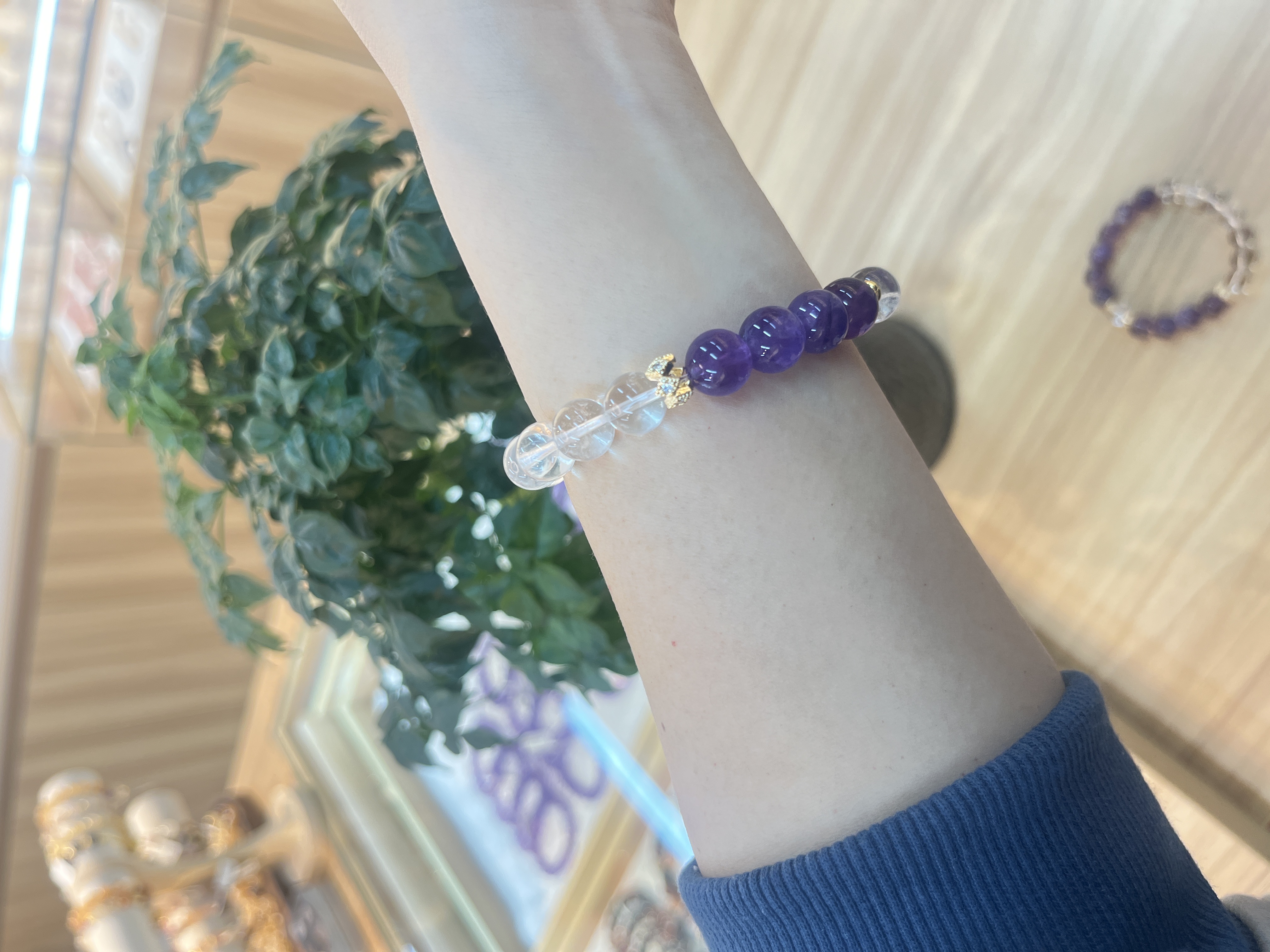 天然石水晶紫晶白水晶女生礼物礼品手串小众设计款定制批发详情图6