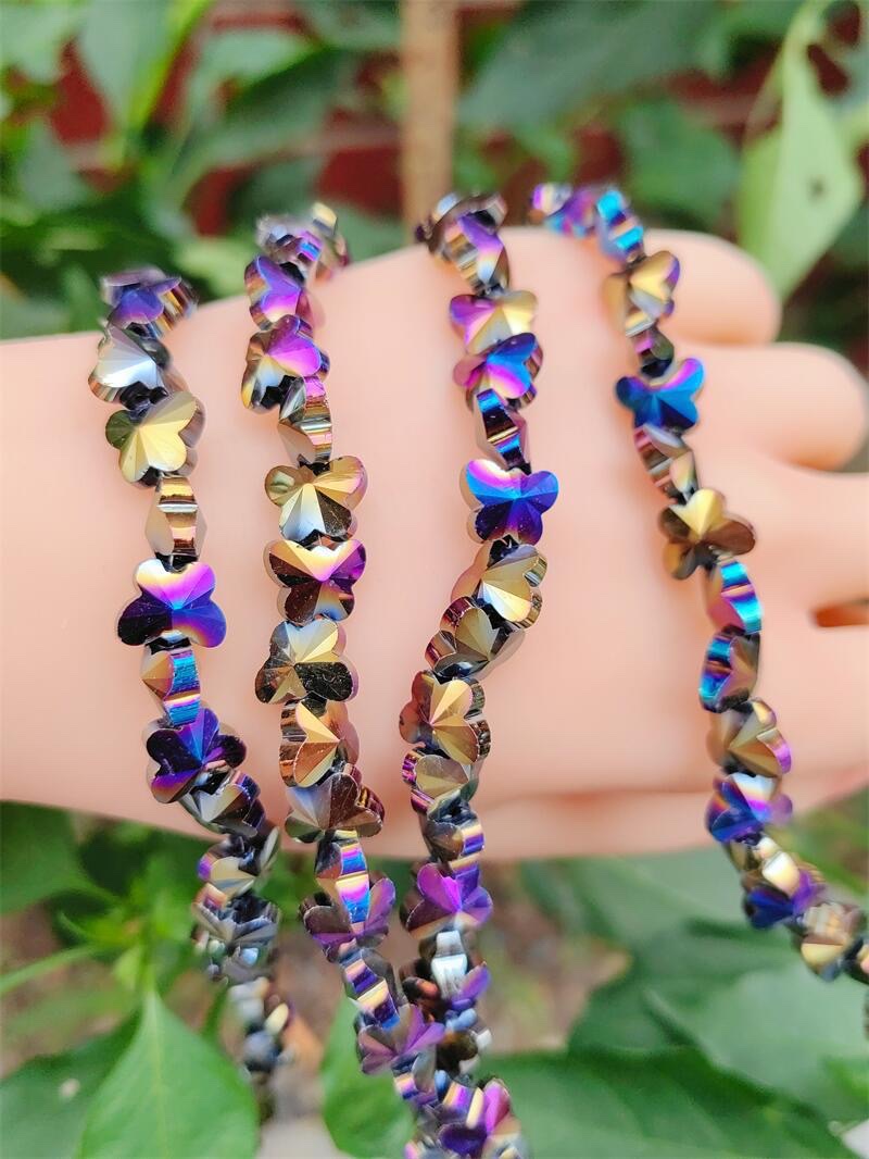 10mm crystal butterfly beaded electroplated AB color straight-hole glass beads diy bracelet, necklace and earrings material detail image 8