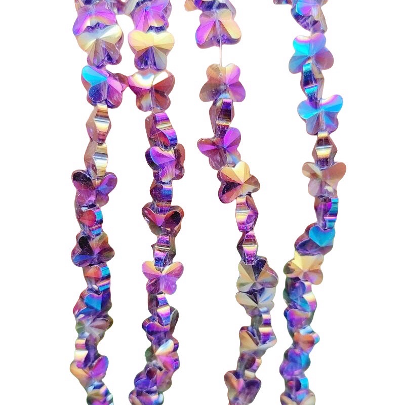 10mm crystal butterfly beaded electroplated AB color straight-hole glass beads diy bracelet, necklace and earrings material detail image 3