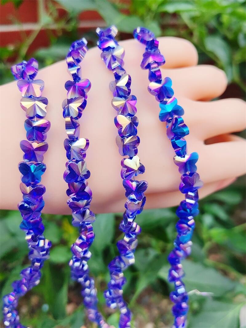 10mm crystal butterfly beaded electroplated AB color straight-hole glass beads diy bracelet, necklace and earrings material Application Scenario