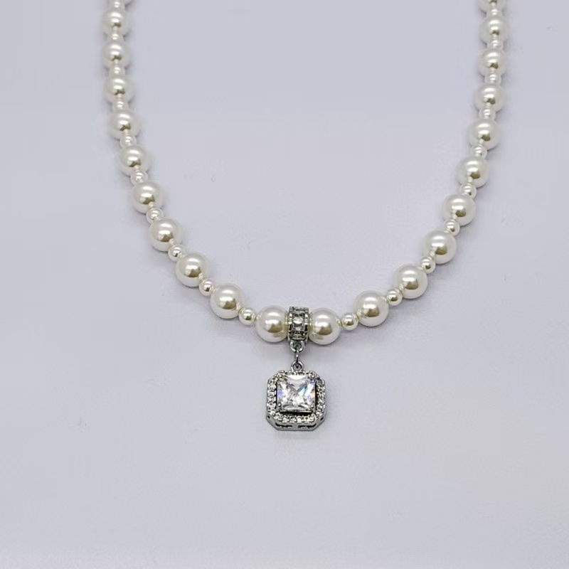 New Fang Fang Bubble Sugar Pearl necklace, silver-gray, light luxury and elegant pearl collarbone chain, high-precision and high-gloss pearl details Picture