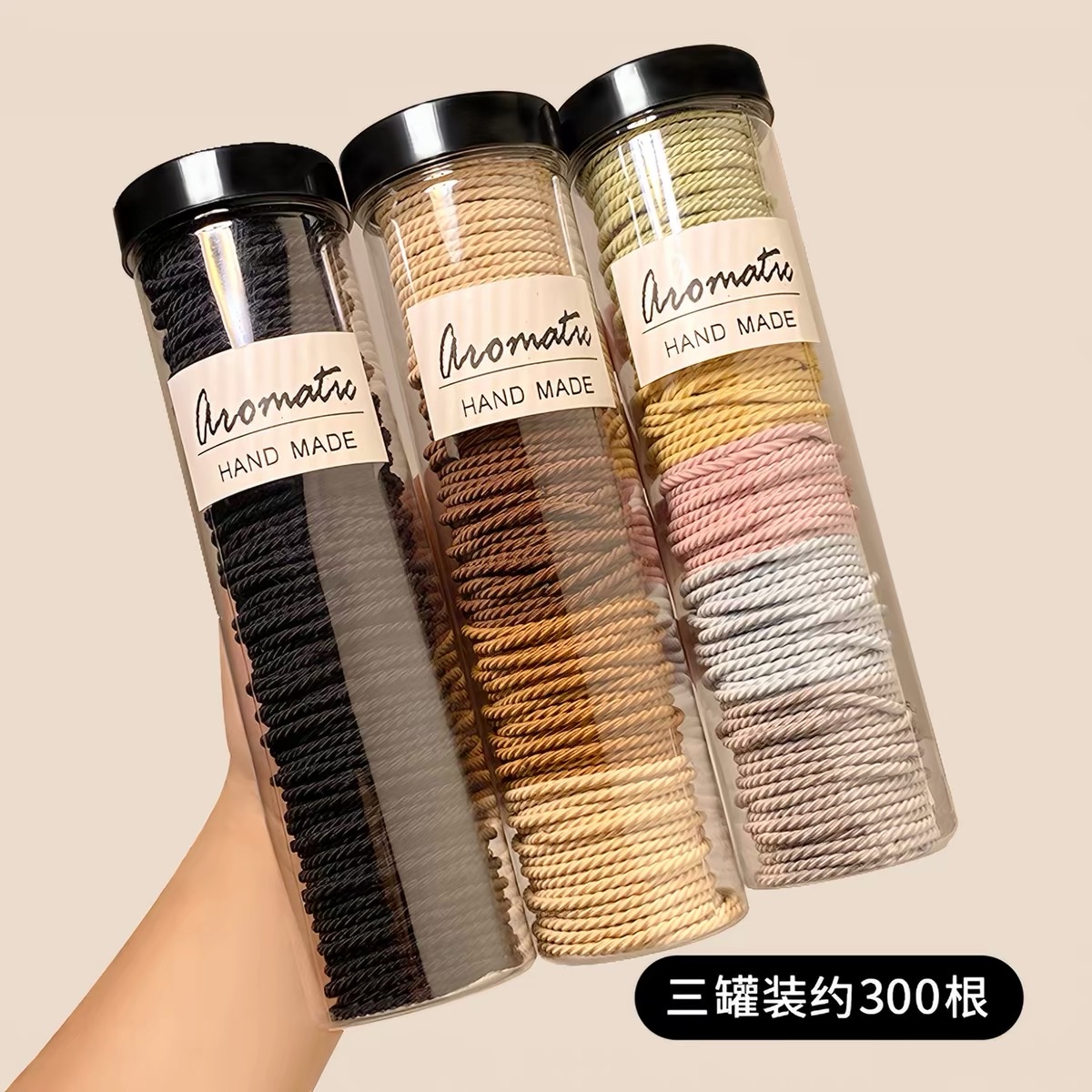 Black rubber band hair tie for women with a high-end look, 2026 new high-end rubber band, high elasticity and durable hair accessory Specification image